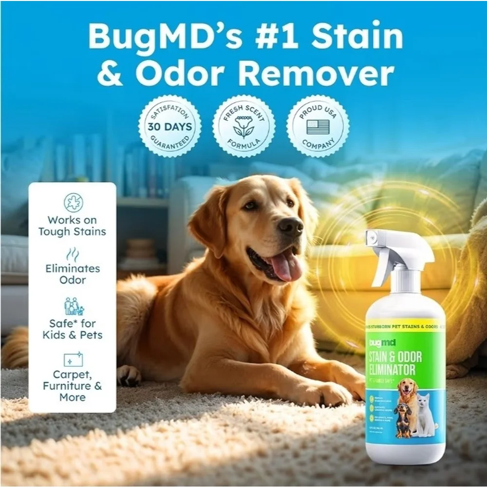 BugMD Enzyme Cleaner for Dog & Cat Urine | Pet 32 Fl Oz (Pack of 1), White